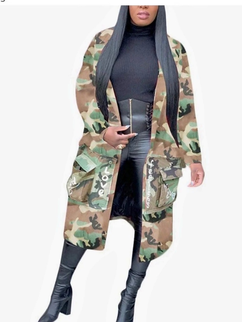 Women's Camo Trench Coat